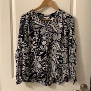 Crown and ivy blouse (dark blue, grey and white)